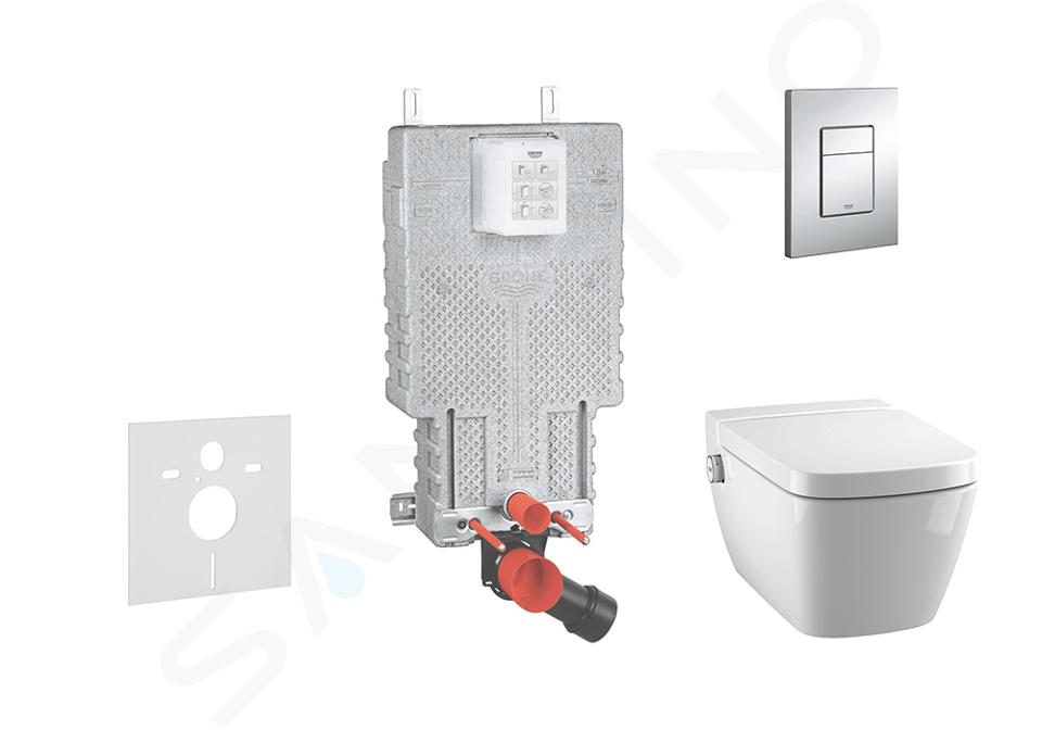 Grohe Uniset - Zestaw do montażu podtynkowego, toalety  z prysznicem i deski Tece, przyciski Skate Cosmo, Rimless, SoftClose, chrom 38643SET-KT