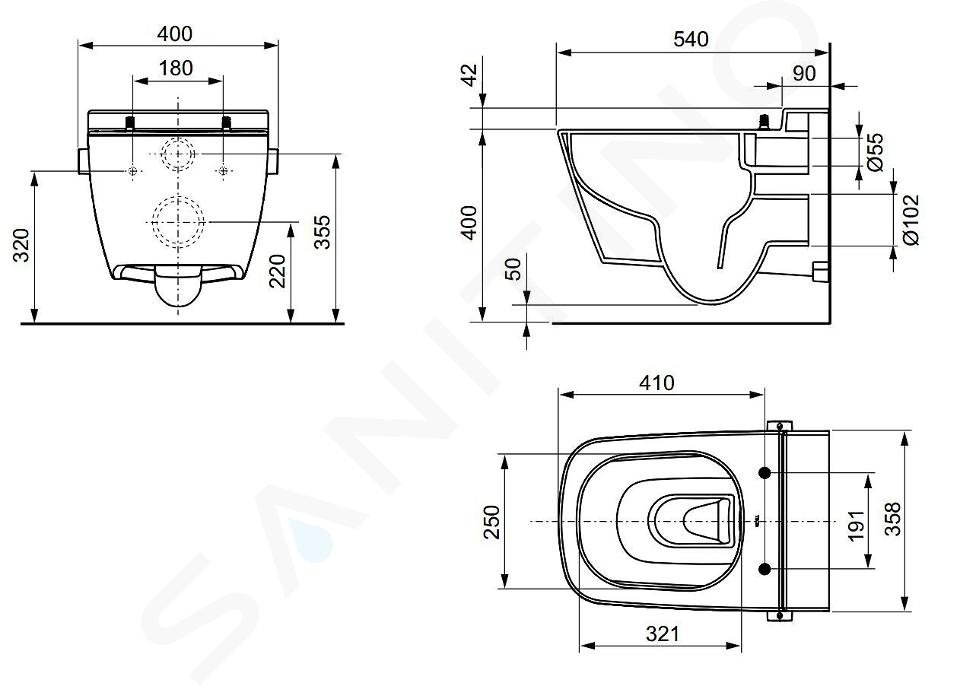 Tece TECEone - WC suspendu avec douchette bidet et abattant SoftClose,  Rimless, blanc TECEONESET