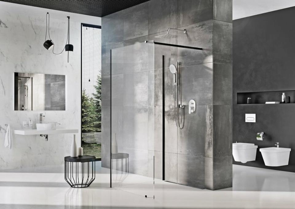 Ravak Walk-In - Cabine de douche Walk-In Corner 110/80, 110x200 cm, noir/verre clair GW1CD4300Z1