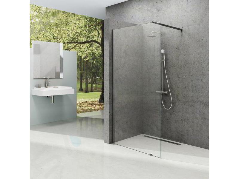 Ravak Walk-In - Paroi de douche Walk-in Wall 100, 100x200 cm, noir/verre transparent GW9WA0300Z1