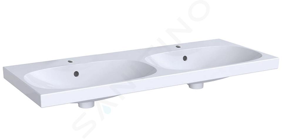 Geberit Acanto - Doppio lavabo 1200x482 mm, 2 fori per miscelatore, con troppopieno, bianco 500.627.01.2