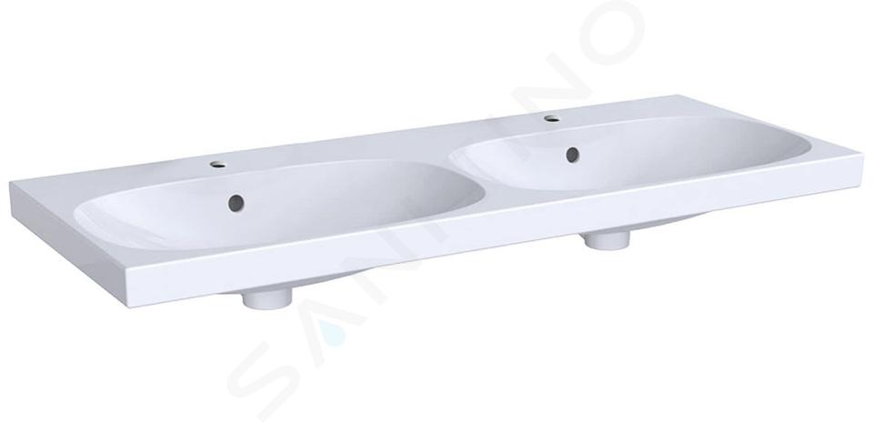 Geberit Acanto - Doppio lavabo 1200x482 mm, 2 fori per miscelatore, con troppopieno, con KeraTect, bianco 500.627.01.8