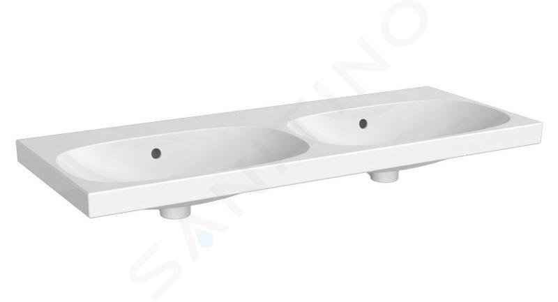 Geberit Acanto - Doppio lavabo 1200x482 mm, senza foro per miscelatore, con troppopieno, bianco 500.628.01.2