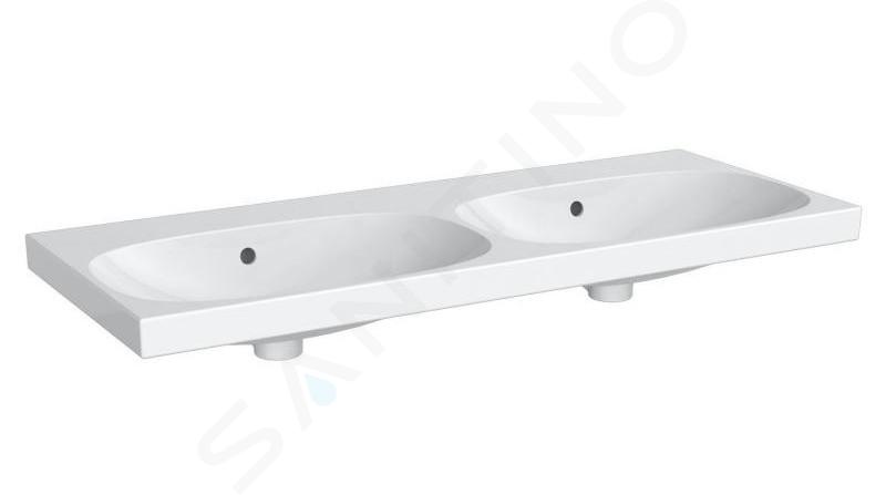 Geberit Acanto - Lavabo doble 1200x482 mm, sin orificio para grifo, con rebosadero, con KeraTect, blanco 500.628.01.8