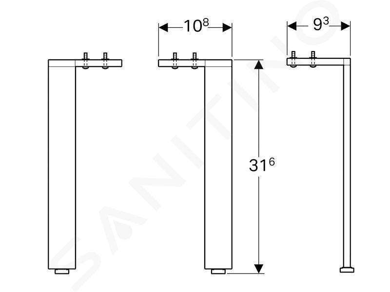 Geberit Acanto - Piedini per mobile 316 mm, alluminio/cromo 500.657.00.2