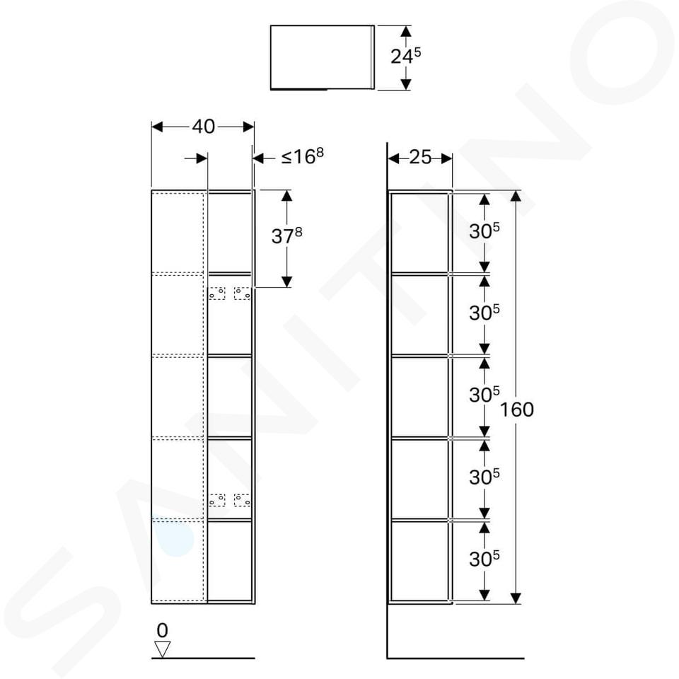 Geberit Citterio - Mobiletto a mensole 1600x400 mm con specchio, quercia  beige 500.569.JI.1