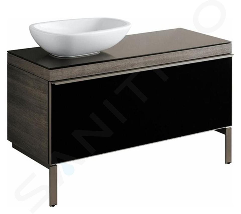 Geberit Citterio - Skrinka pod umývadlo 560 mm na dosku, lesklá čierna/sivohnedý dub 500.561.JJ.1