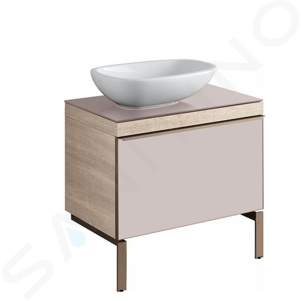 Geberit Citterio - Skrinka pod umývadlo 560 mm na dosku, lesklé sklo/taupe/svetlý dub 500.558.JI.1