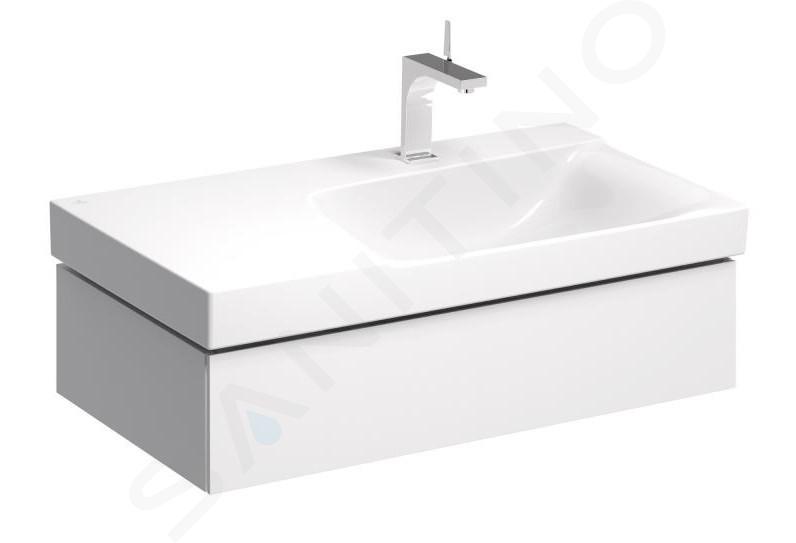 Geberit Xeno 2 - Mobile sottolavabo 900 mm con ripiano, cassetto con illuminazione LED, bianco lucido 500.514.01.1