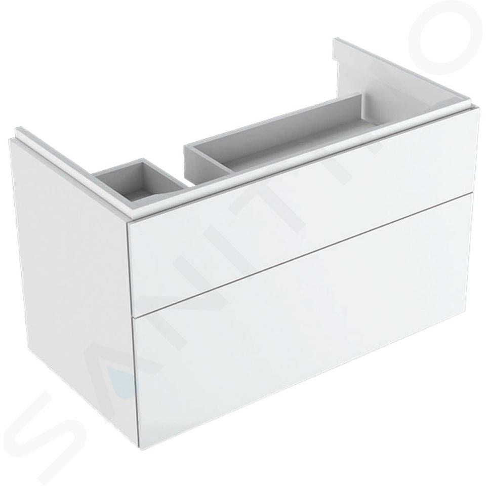 Geberit Xeno 2 - Meuble sous lavabo 900 mm avec plage de dépose, tiroir avec luminaire LED, blanc poli 500.515.01.1