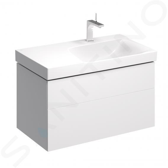 Geberit Xeno 2 - Mobile sottolavabo 900 mm con ripiano, cassetto con illuminazione LED, bianco lucido 500.516.01.1