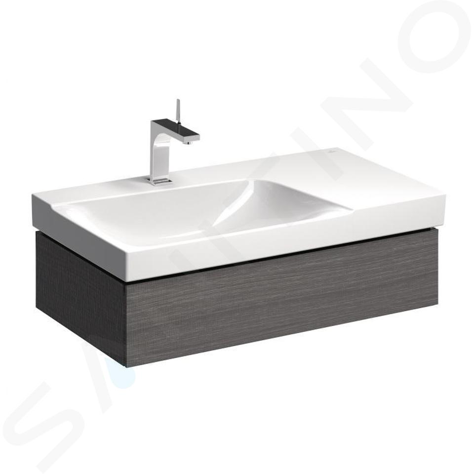 Geberit Xeno 2 - Skrinka pod umývadlo 90 cm, s odkladacou plochou, zásuvka s LED svietidlom, sivá 500.513.43.1