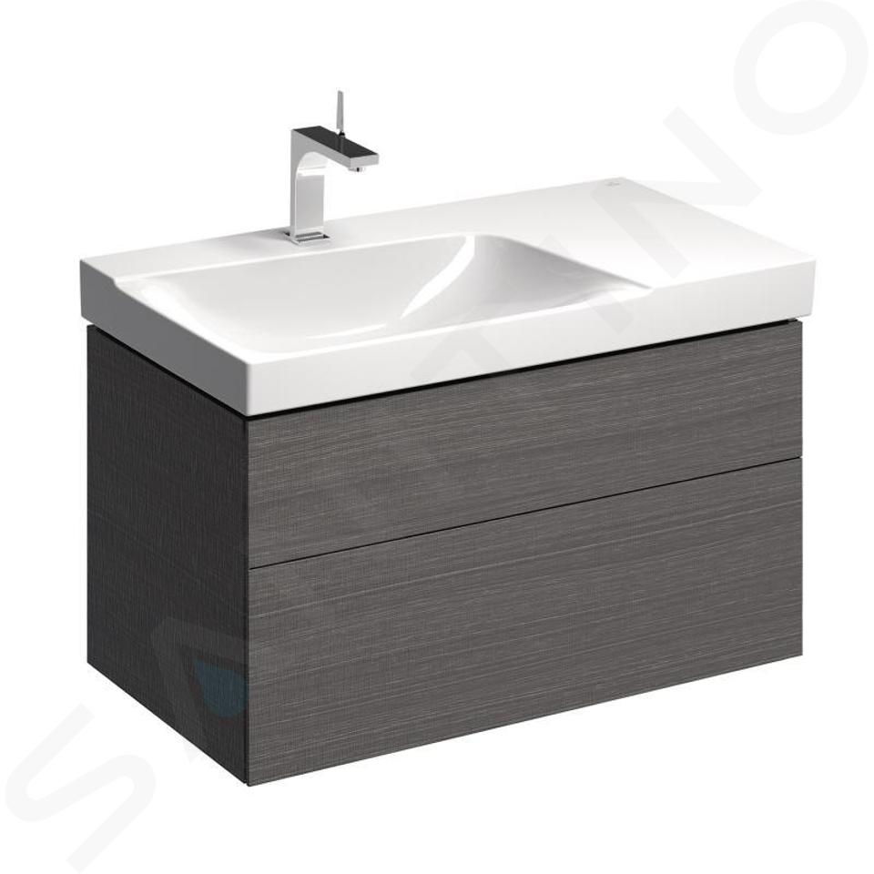 Geberit Xeno 2 - Meuble sous lavabo 900 mm avec plage de dépose, tiroir avec luminaire LED, gris 500.515.43.1