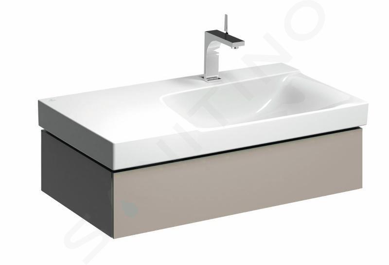 Geberit Xeno 2 - Meuble sous lavabo 900 mm avec plage de dépose, tiroir avec luminaire LED, greige 500.514.00.1