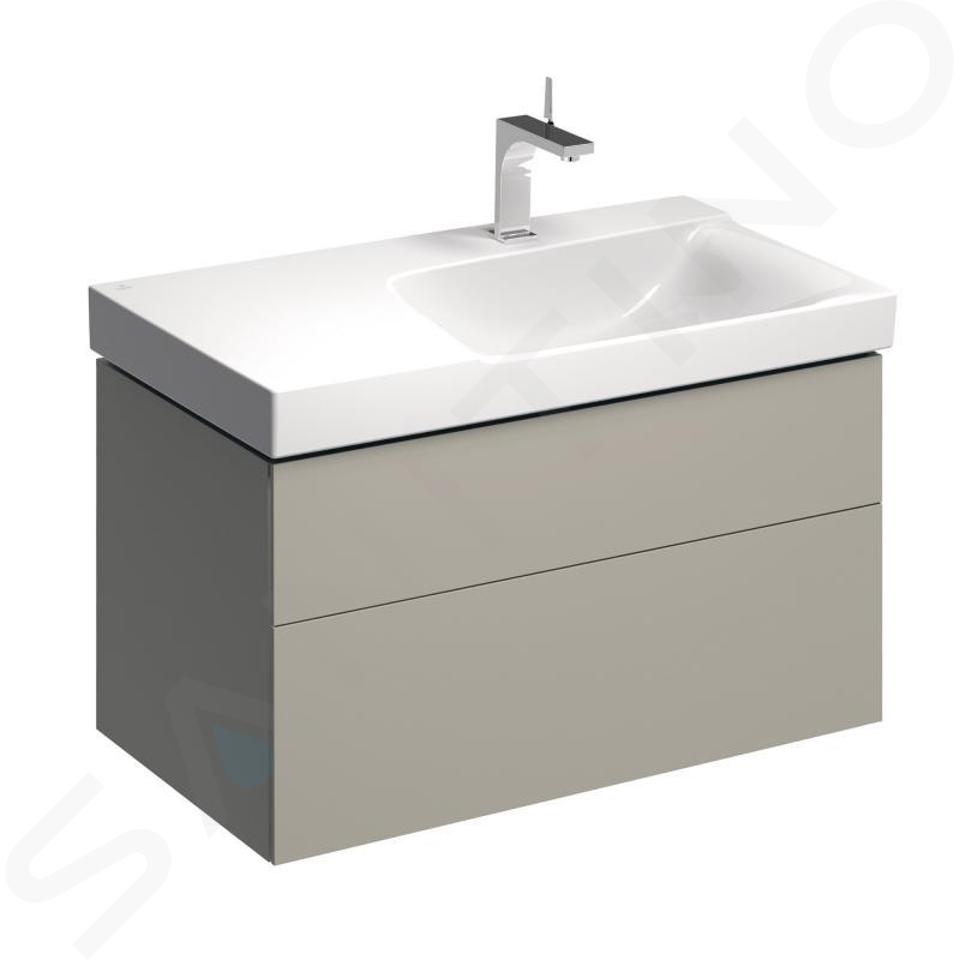 Geberit Xeno 2 - Mobile sottolavabo 900 mm con ripiano, cassetto con illuminazione LED, grigio-beige 500.516.00.1