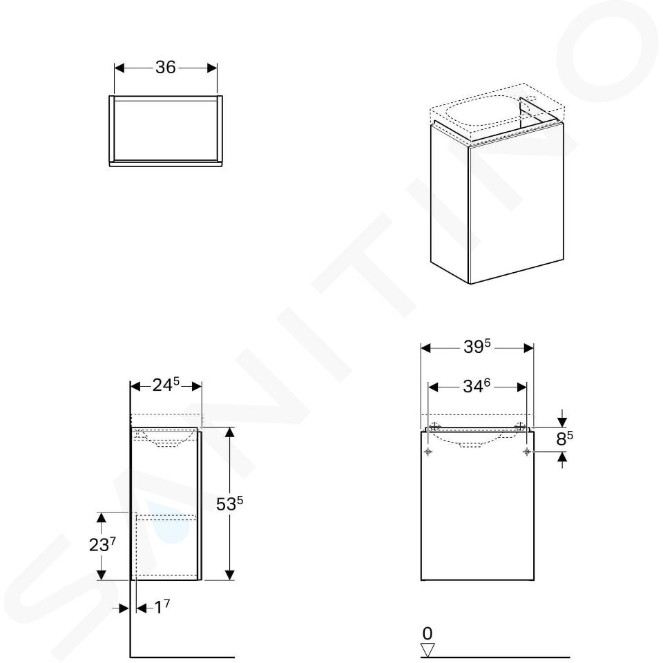 Geberit Acanto - Piedini per mobile 281 mm, alluminio/cromo 500.658.00.2