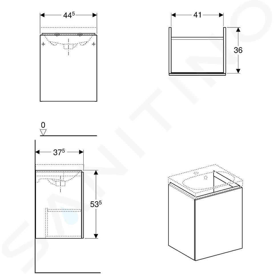 Geberit Acanto - Piedini per mobile 281 mm, alluminio/cromo 500.658.00.2