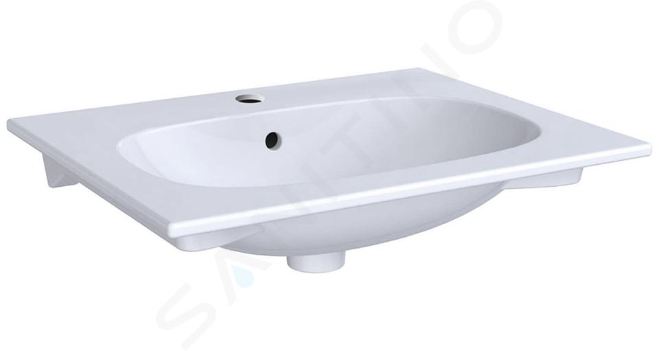 Geberit Acanto - Lavabo 60x48 cm, con orificio para grifo, con rebosadero, con KeraTect, blanco 500.640.01.8