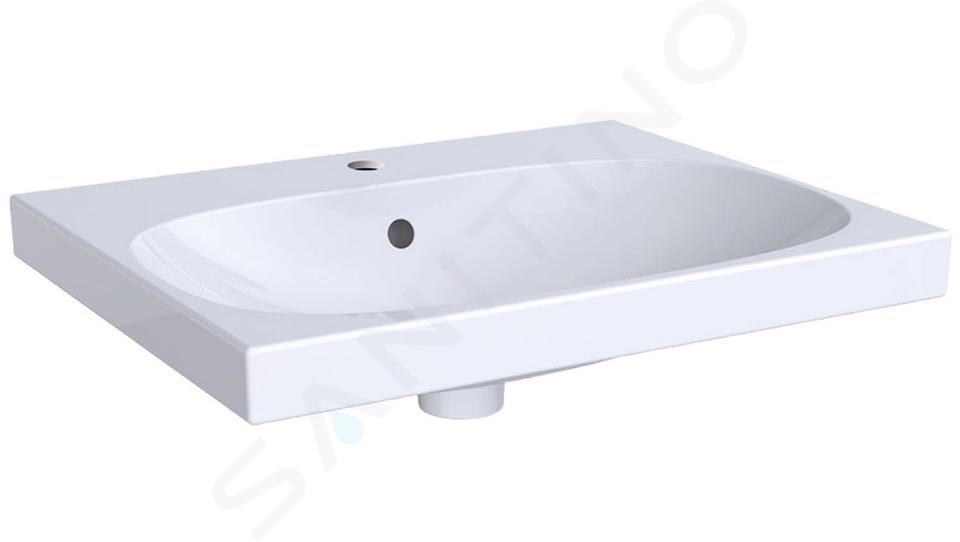 Geberit Acanto - Lavabo 600x482 mm, orificio para grifo, con rebosadero, con KeraTect, blanco 500.620.01.8