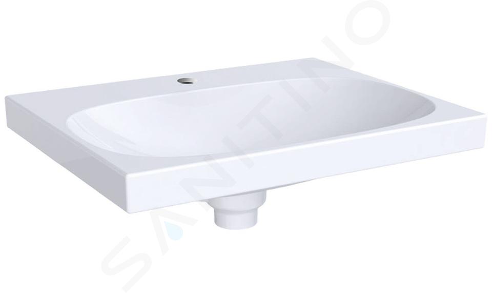 Geberit Acanto - Lavabo 600x482 mm, avec 1 trou, avec trop-plein dissimulé, blanc 500.629.01.2