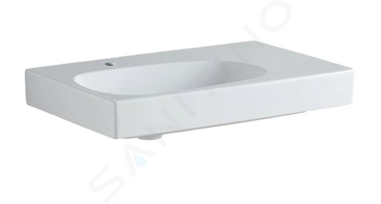 Geberit Citterio - Umývadlo 750x500 mm, otvor na batériu vľavo, bez prepadu, s odkladacou plochou vpravo, s KeraTect, biela 500.545.01.1