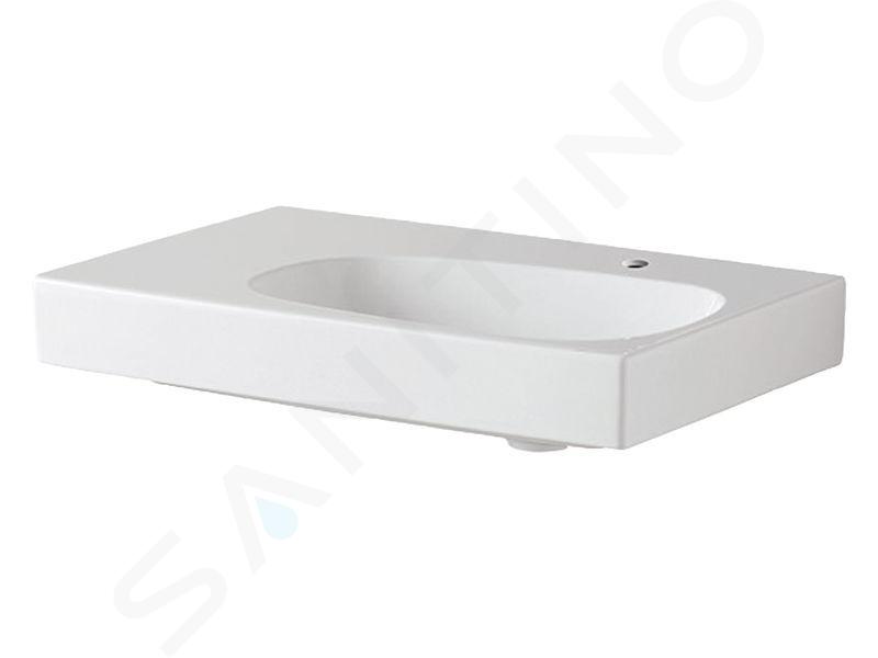 Geberit Citterio - Umývadlo 750x500 mm, otvor na batériu vpravo, bez prepadu, s odkladacou plochou vľavo, s KeraTect, biela 500.546.01.1