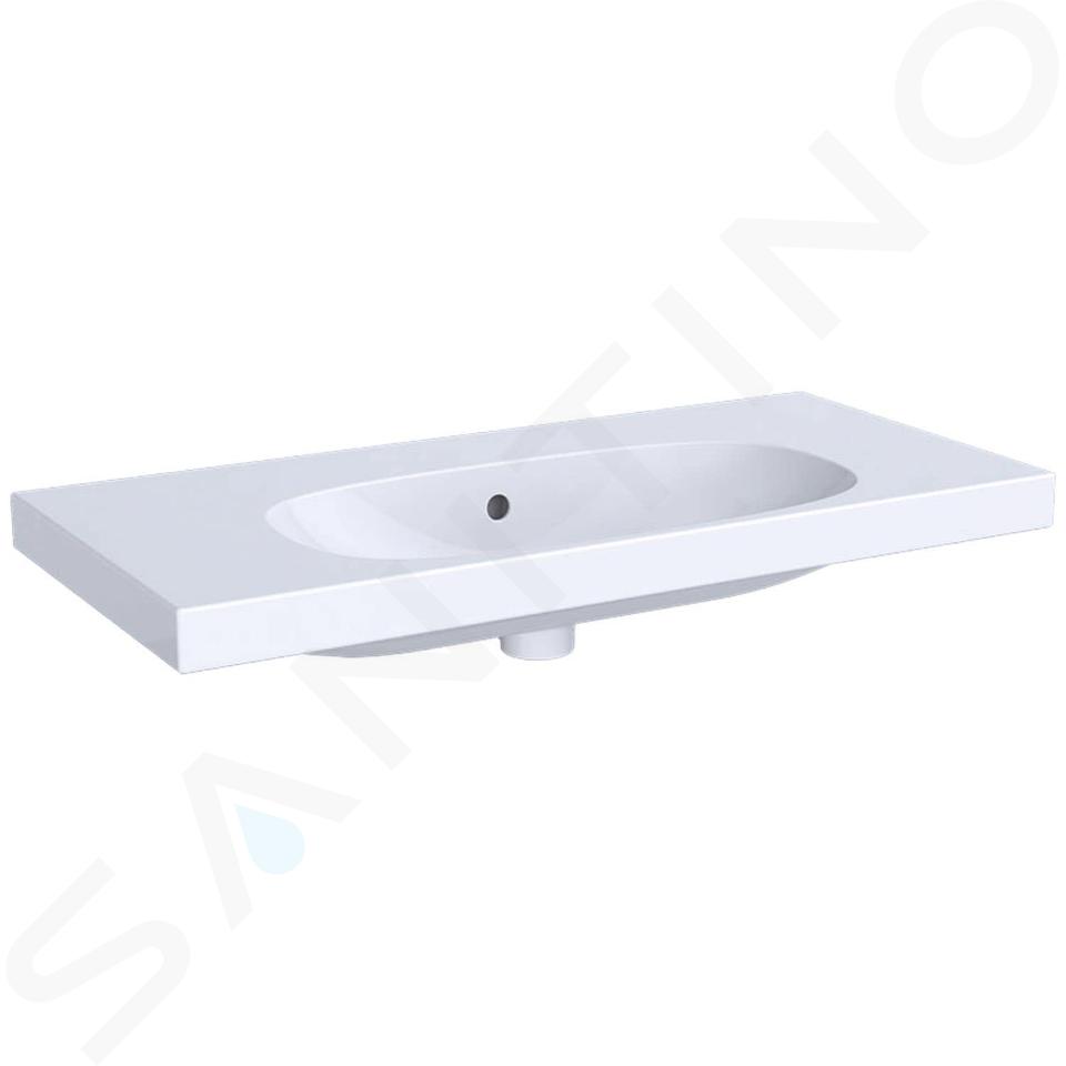 Geberit Acanto - Lavabo doble 90x42 cm, sin orificio para grifo, con rebosadero, con KeraTect, blanco 500.634.01.8