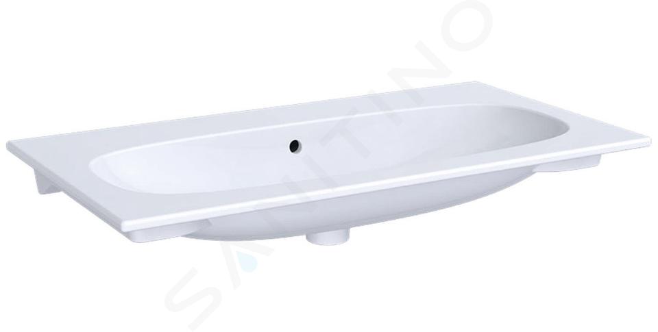 Geberit Acanto - Lavabo doble 900x480 mm, sin orificio para grifo, con rebosadero, con KeraTect, blanco 500.643.01.8