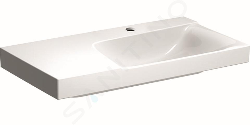 Geberit Xeno 2 - Lavabo 900x480 mm, foro per miscelatore, senza troppopieno, con ripiano a sinistra, con KeraTect, bianco 500.535.01.1