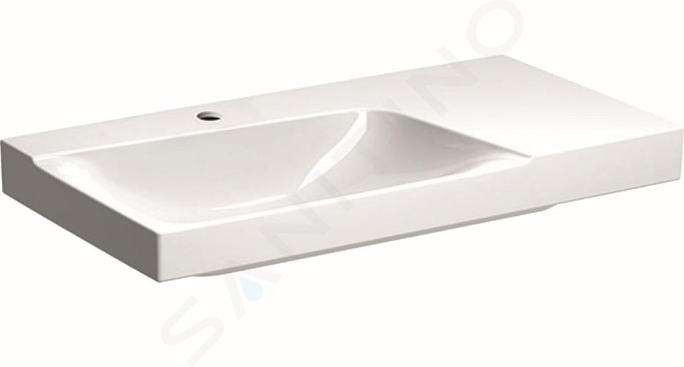 Geberit Xeno 2 - Lavabo 900x480 mm, foro per miscelatore, senza troppopieno, con ripiano a destra, con KeraTect, bianco 500.533.01.1