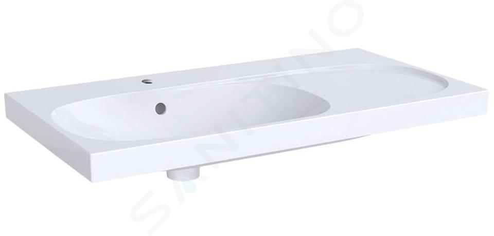 Geberit Acanto - Lavabo 900x482 mm, foro per miscelatore, con troppopieno, con ripiano a destra, bianco 500.625.01.2