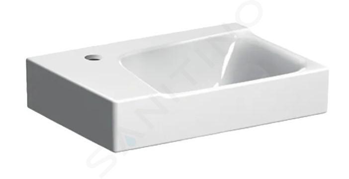 Geberit Xeno 2 - Lave-mains 400x280 mm, avec 1 trou à gauche, sans trop-plein, avec KeraTect, blanc 500.528.01.1