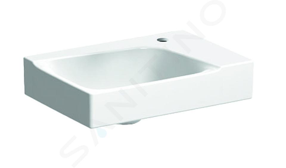 Geberit Xeno 2 - Lavamani 400x280 mm, foro per miscelatore a destra, senza troppopieno, con KeraTect, bianco 500.529.01.1