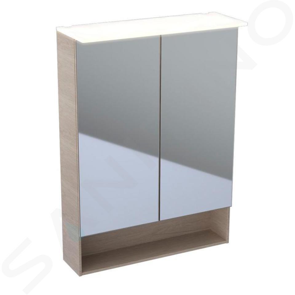 Geberit Acanto - Armario con espejo 60x83 cm con iluminación LED, roble Mystic 500.644.00.2