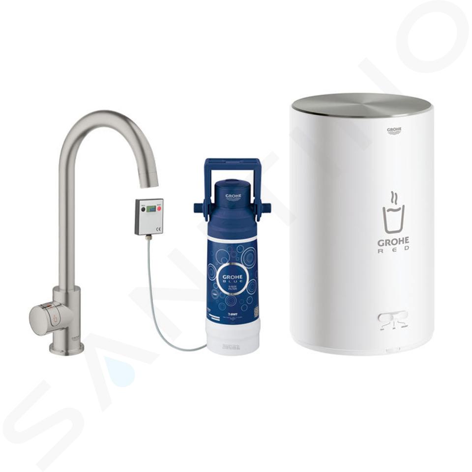 Grohe Red - Robinet d'évier Mono avec chauffe-eau et filtre, réservoir M, supersteel 30085DC1