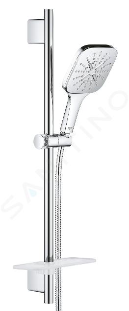 Grohe Rainshower SmartActive Cube - Conjunto de alcachofa de ducha 130 6,8 l/min, 3 chorros, barras 600 mm y mangueras, cromo 26585000