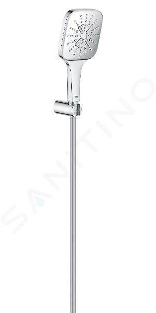 Grohe Rainshower SmartActive Cube - Conjunto de alcachofa de ducha 130 9,5 l/min, 3 chorros, soporte y mangueras, cromo 26589000