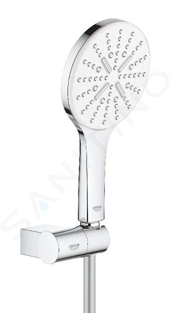 Grohe Rainshower SmartActive - Conjunto de alcachofa de ducha 130 9,5 l/min, 3 chorros, soporte y mangueras, blanco luna 26580LS0