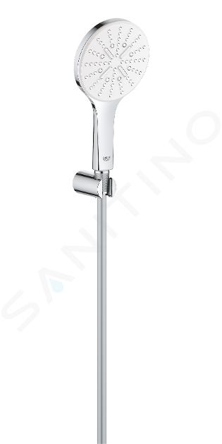 Grohe Rainshower SmartActive - Conjunto de alcachofa de ducha 130 9,5 l/min, 3 chorros, soporte y manguera, blanco luna 26581LS0