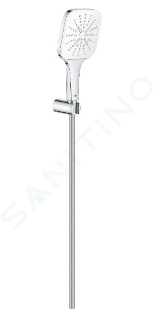 Grohe Rainshower SmartActive Cube - Set de douche de tête 130 9,5 l/min, 3 jets, support et flexible, blanc lunaire 26589LS0