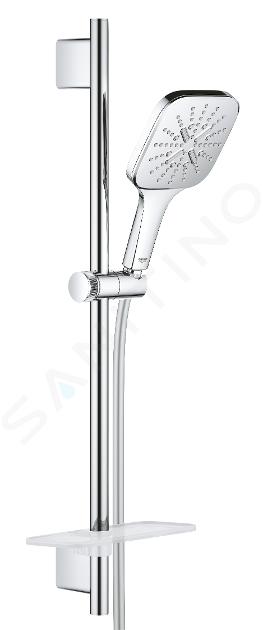 Grohe Rainshower SmartActive Cube - Conjunto de alcachofa de ducha 130 9,5 l/min, 3 chorros, barras y mangueras 60 cm, cromo 26584000