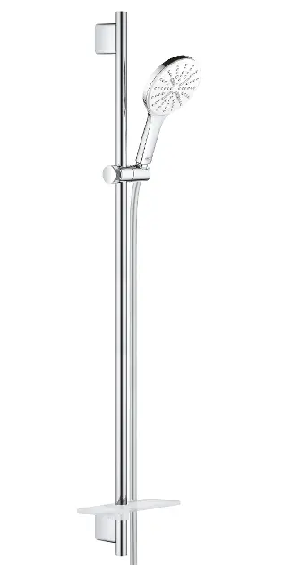 Grohe Rainshower SmartActive - Sada sprchové hlavice 130 9,5 l/min, 3 proudy, tyče 90 cm a hadice, měsíční bílá 26579LS0