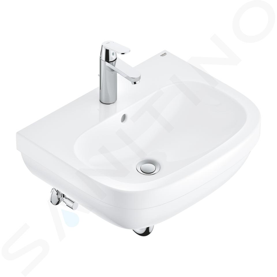 Grohe Euro Ceramic - Set lavabo 600 mm e miscelatore Eurosmart Cosmopolitan con sistema di scarico, bianco alpino/cromo 39642000