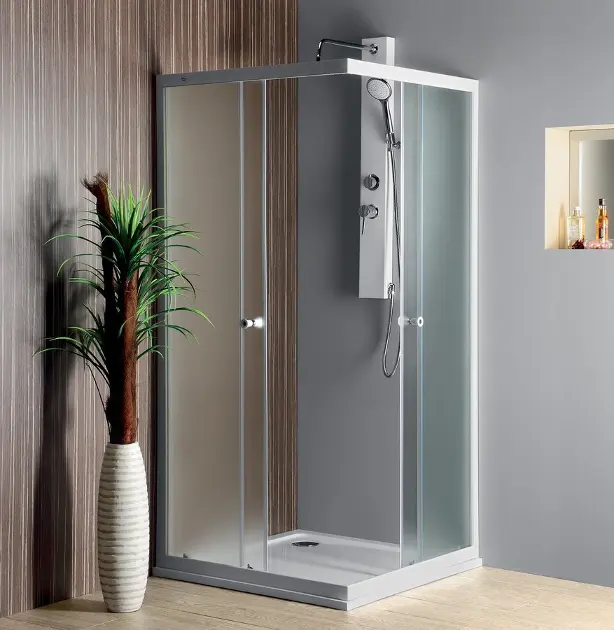 Aqualine - Kwartronde douchehoek, 80x80 cm, mat glas Brick BTQ800