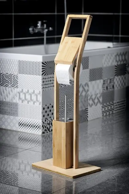 Aqualine Snow - Stnder mit Toilettenpapierhalter und WC-Brste, Bambus  BI026 | Sanitino.de