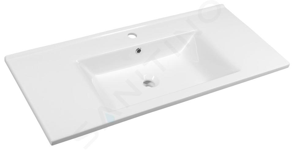 Aqualine Zuno - Umývadlo 1000x455 mm, s prepadom, s otvorom na batériu, biela 9100