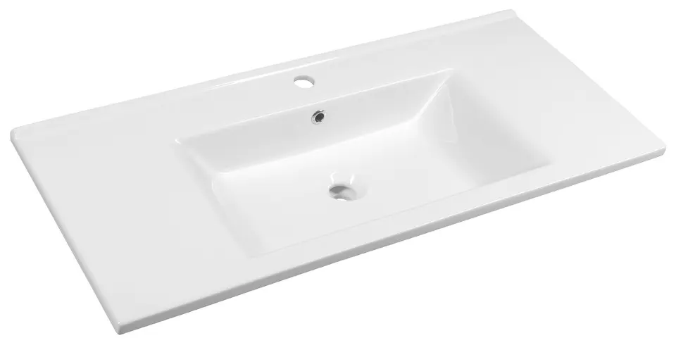 Aqualine Zuno - Lavabo, 100x46 cm, avec trop-plein,1 trou de robinetterie, blanc 9100