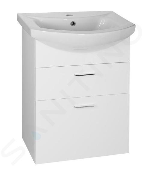 Aqualine Zoja - Wastafelonderkast 51x74x30 cm, 2x lade, wit 51051A