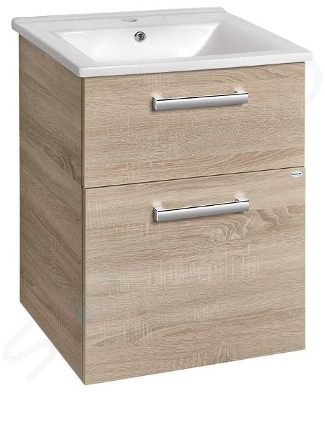 Aqualine Vega - Mobile lavabo 52x73x44 cm, 2 cassetti, rovere platino VG853