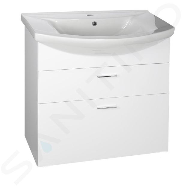 Aqualine Zoja - Meuble lavabo 715x740x343 mm, 2x tiroir, blanc 51071A